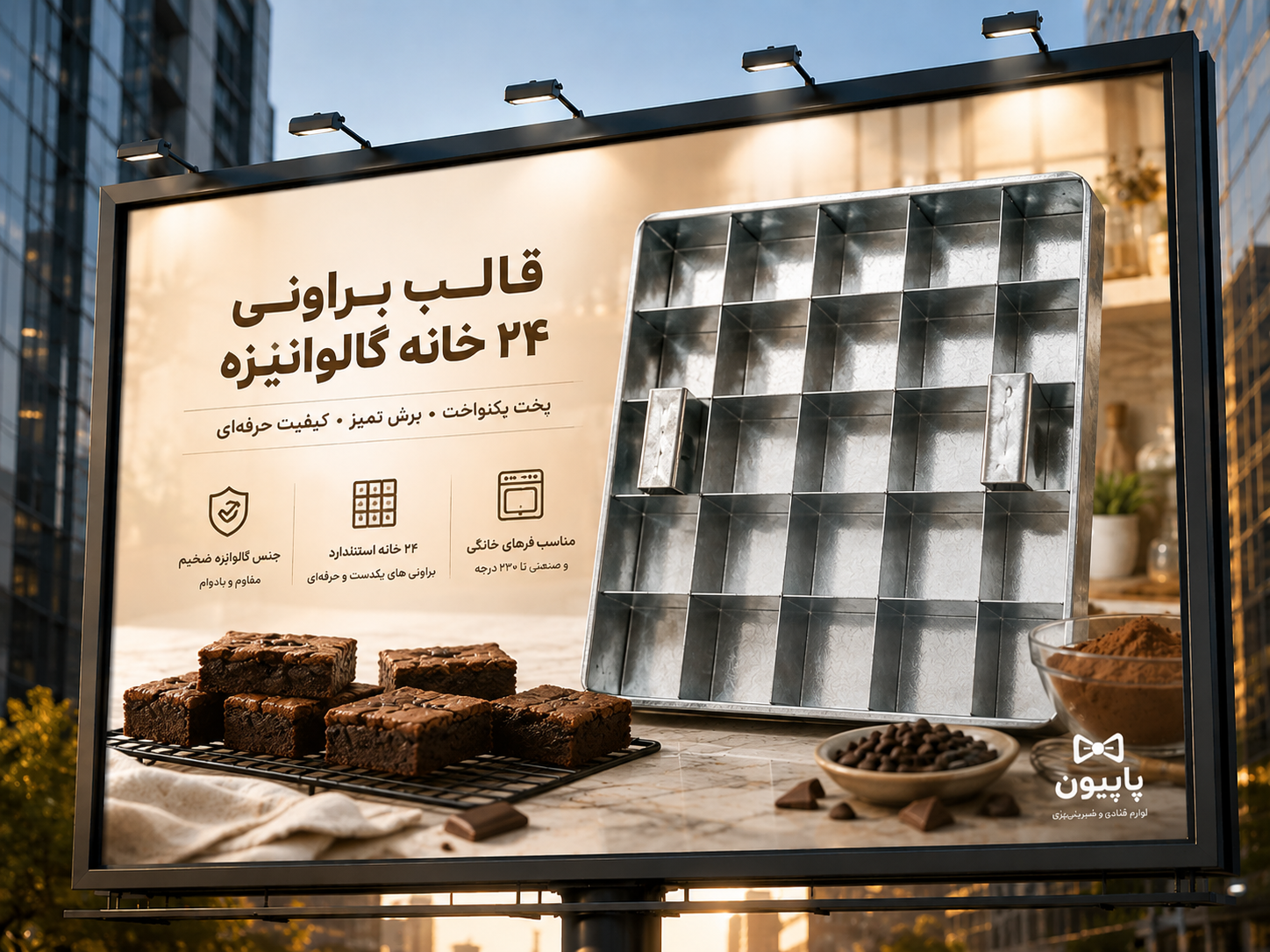 قالب ۲۵ سانتی مخصوص براونی گالوانیزه